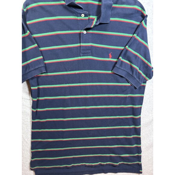 Polo by Ralph Lauren Polo Shirt Men's L Short Sleeve Blue Red Green Stripe - Picture 3 of 9